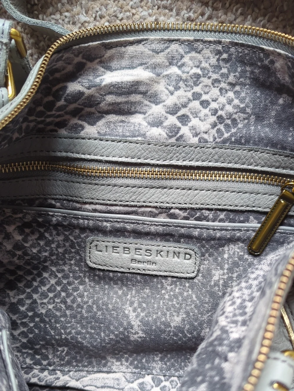 Liebeskin Berlin Gray Leather Elena Satchel Bag